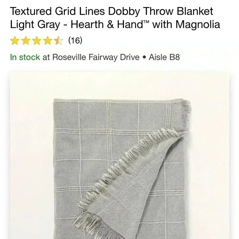 NWT‎ HEARTH & HAND TEXTURED GRID THROW BLANKET